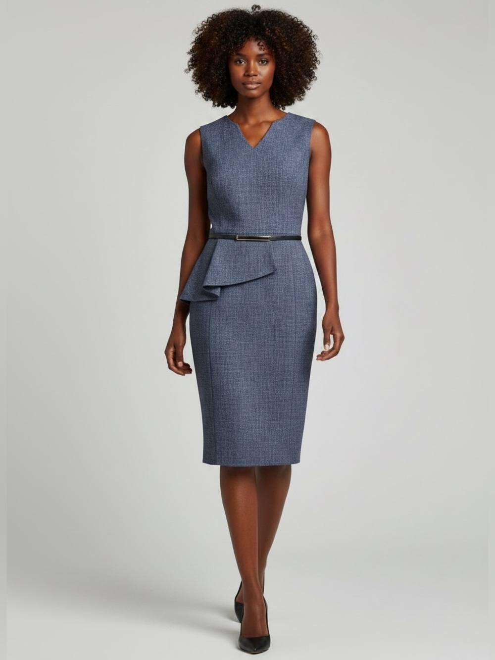 Alex Marie Blue Sleeveless Peplum Sheath Dress